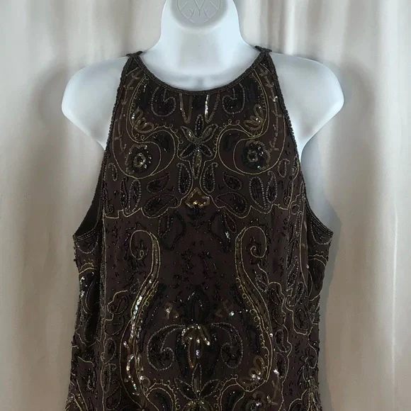 Papell Boutique Evening Silk beaded Vintage Tank top L - Picture 9 of 16